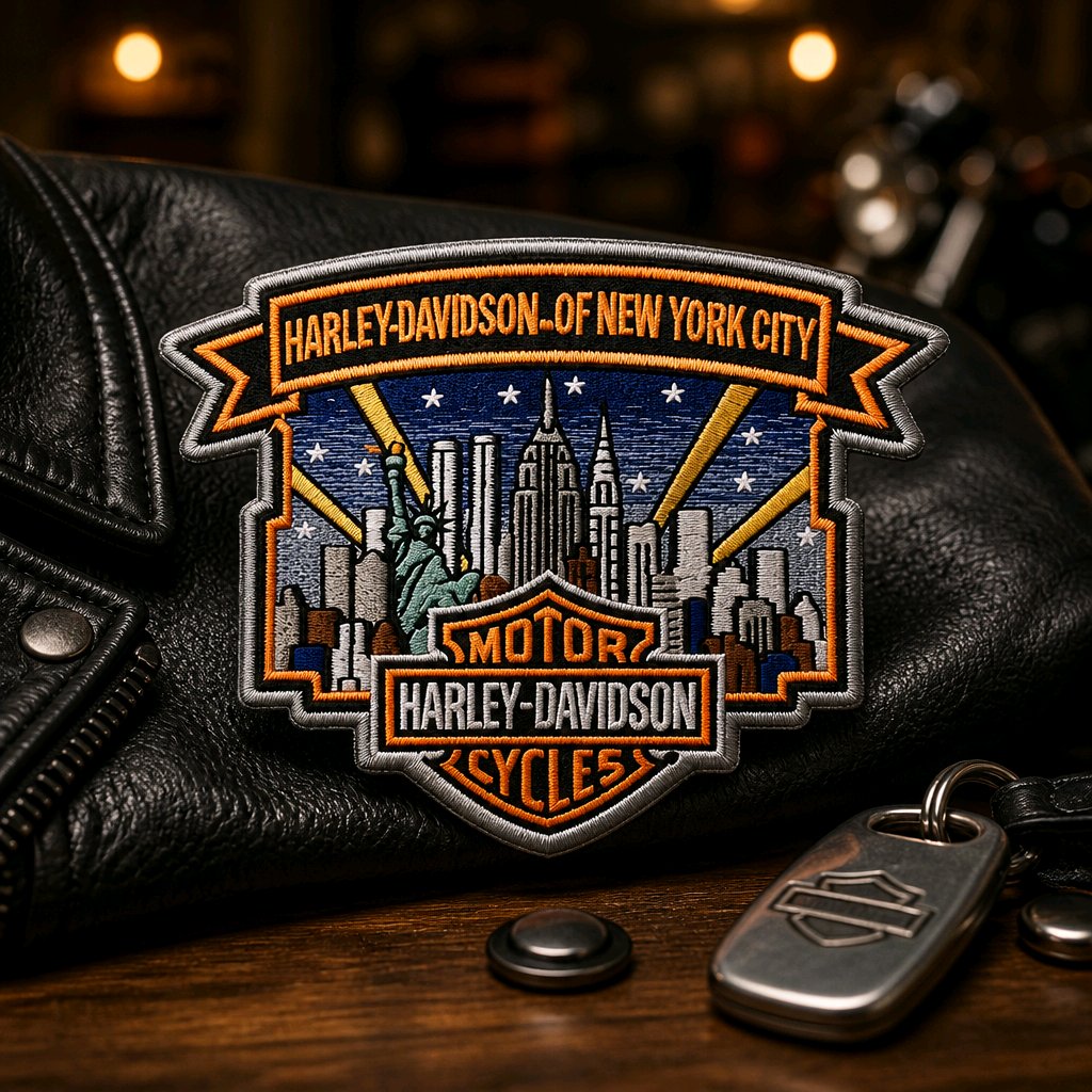 Nyc Harley Davidson Skyline Patch. Symbol Arts