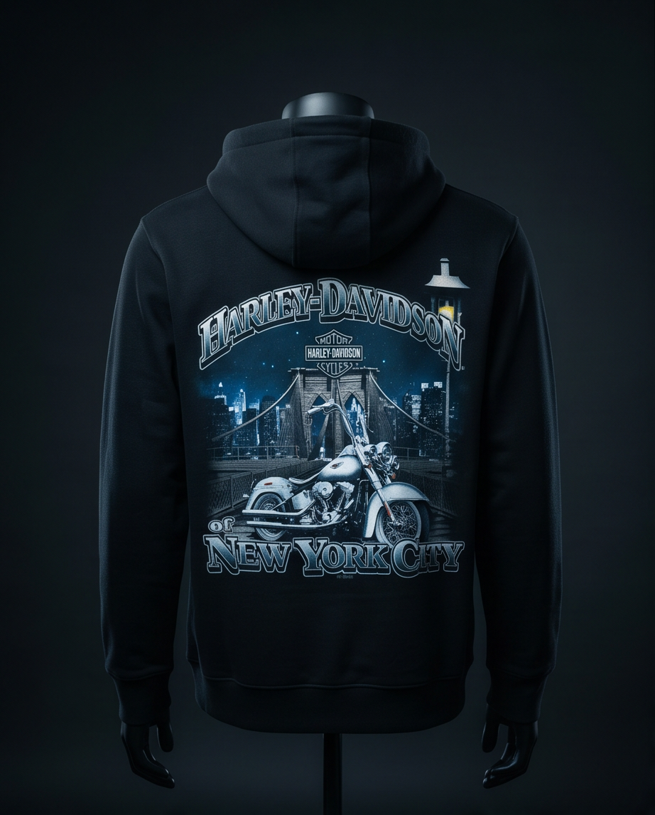 H-D Of NYC Dealer Men's Brooklyn Bridge Zip-Up Hoodie