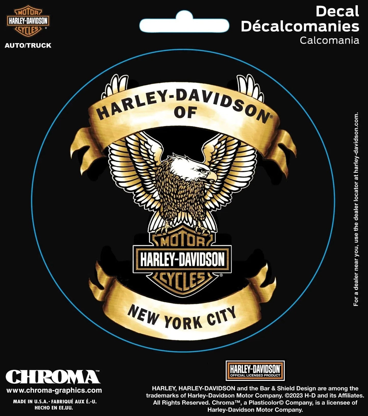 Harley Davidson of NYC Dealer Up Wing Eagle Decal Chroma