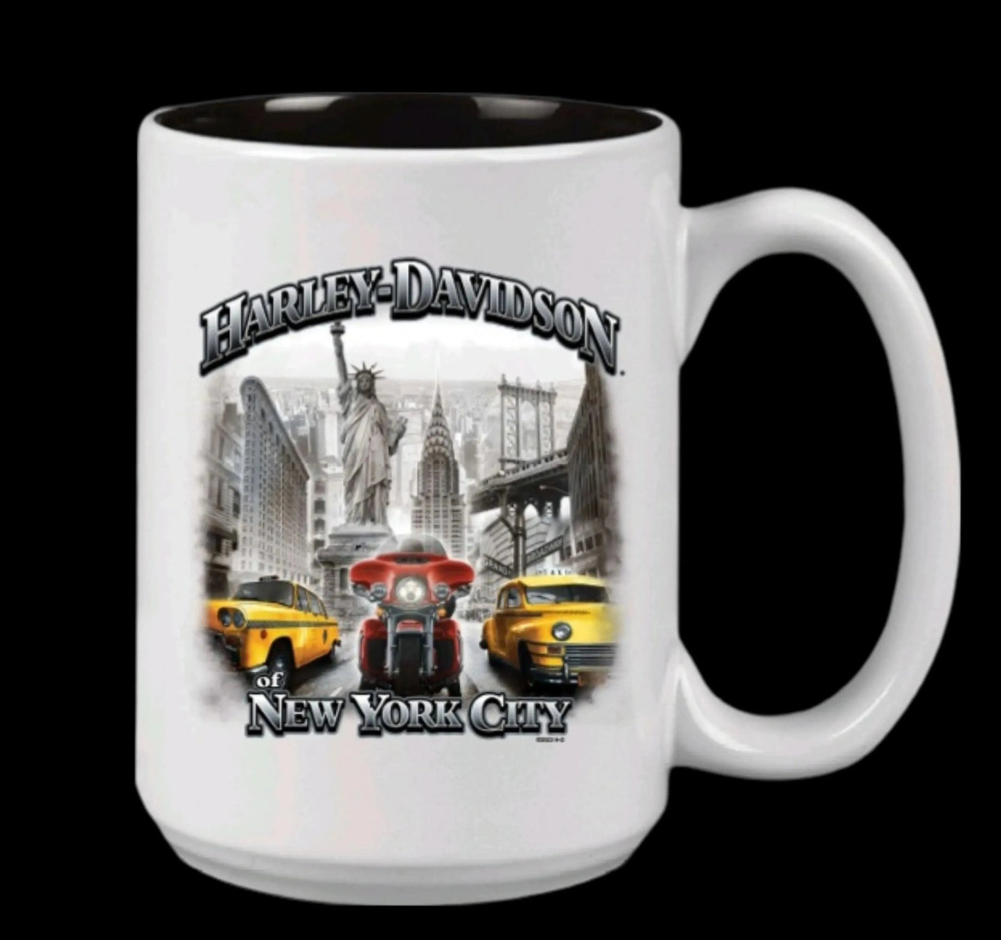 Harley Davidson Of NYC Dealer Skyline Yellow Cab coffee mug