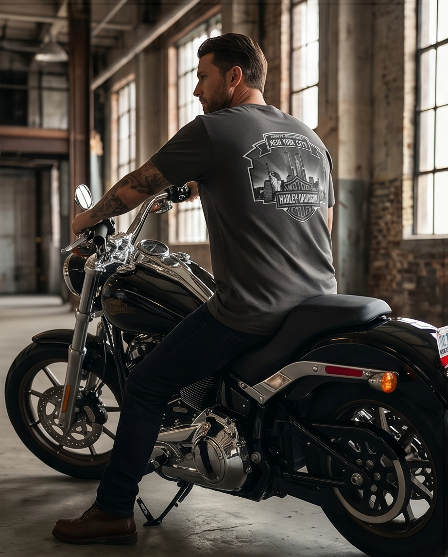 Harley Davidson Of NYC Men's Short Sleeve Dealer Twin Towers T-shirt RkStratman