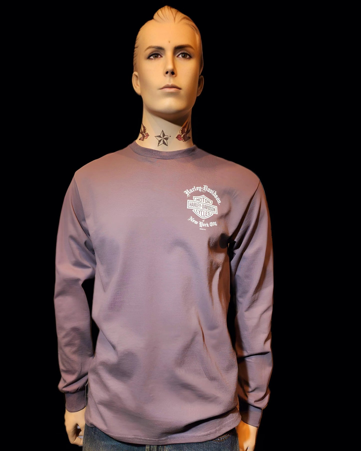 Harley Davidson Of NYC Men's Long Sleeve Dealer Old English T-shirt - Harley Davidson Of Nyc