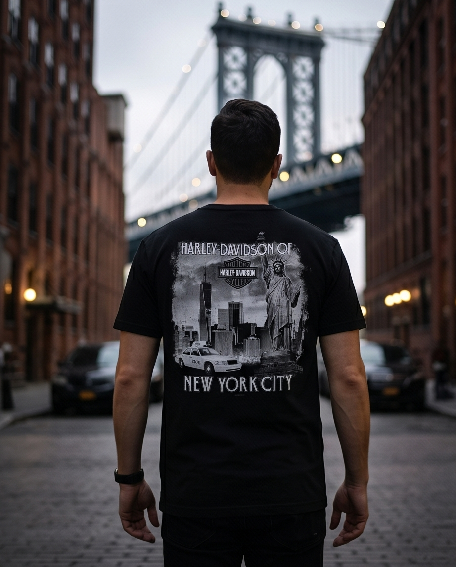 Harley Davidson Of NYC Skyline Freedom  Men's Dealer T-shirt