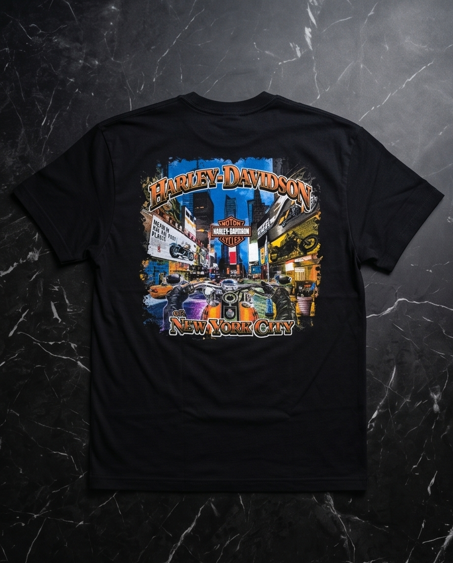 Harley Davidson Of NYC Skyline Time Square Dealer T-shirt RkStratman