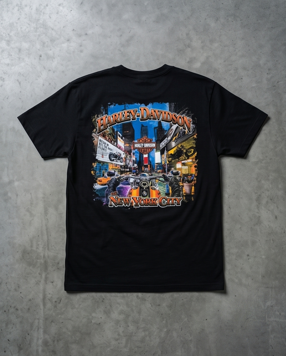 Harley Davidson Of NYC Skyline Time Square Dealer T-shirt RkStratman