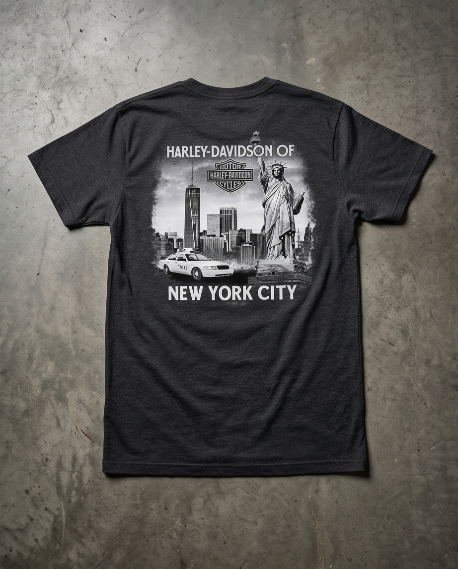 Harley Davidson Of NYC Skyline Freedom  Men's Dealer T-shirt