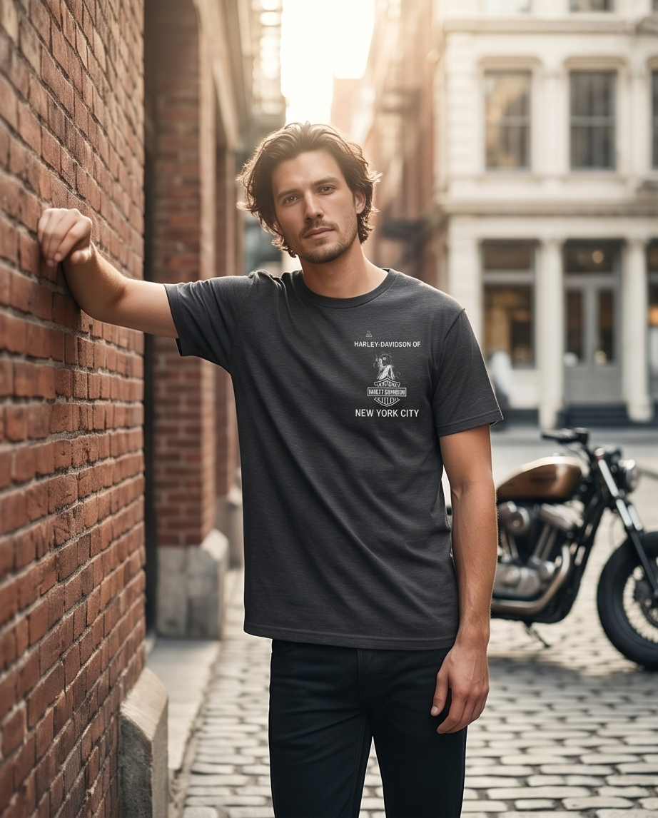 Harley Davidson Of NYC Skyline Freedom  Men's Dealer T-shirt