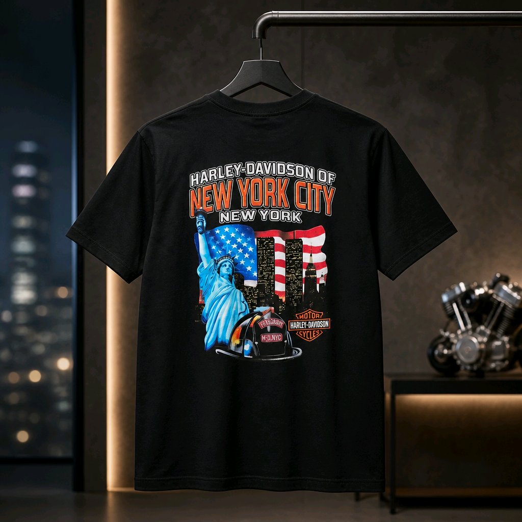 Harley Davidson Of NYC Firefighter Men's Skyline T-shirt RkStratman