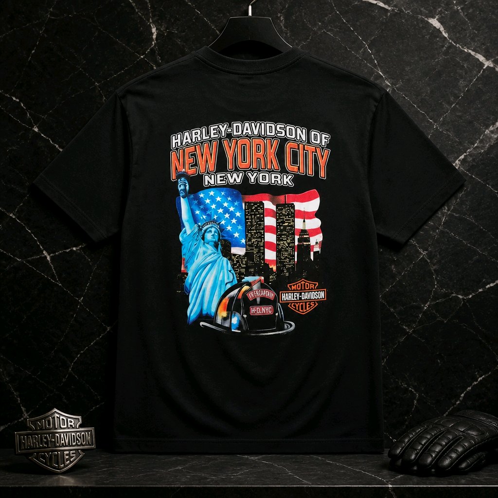 Harley Davidson Of NYC Firefighter Men's Skyline T-shirt RkStratman