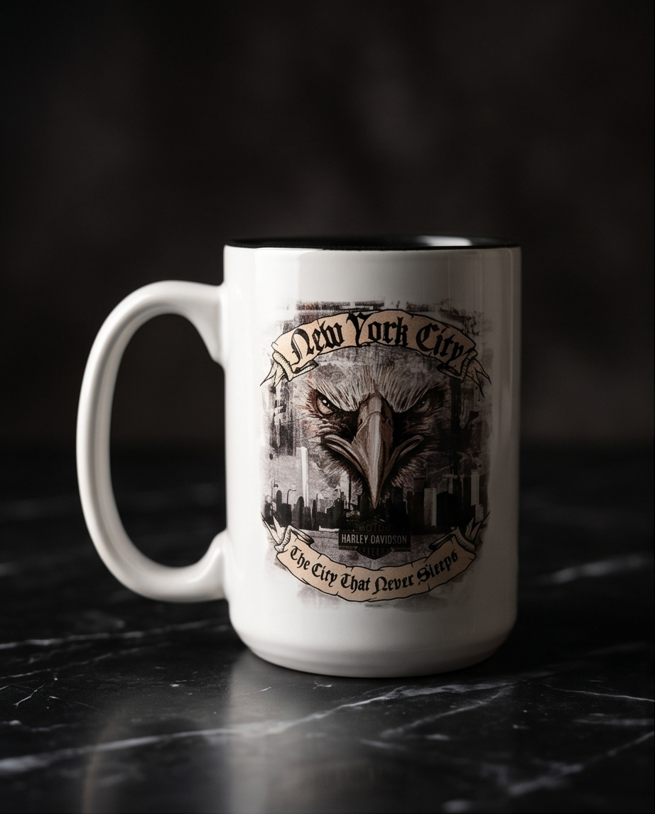 Harley Davidson Of NYC Dealer Skyline Affliction coffee mug Ace