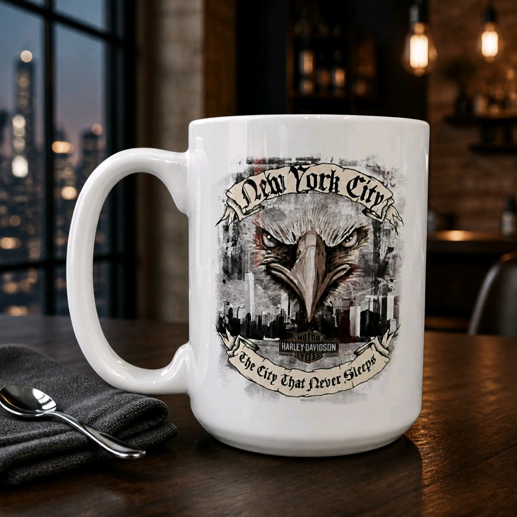 Harley Davidson Of NYC Dealer Skyline Affliction coffee mug Ace