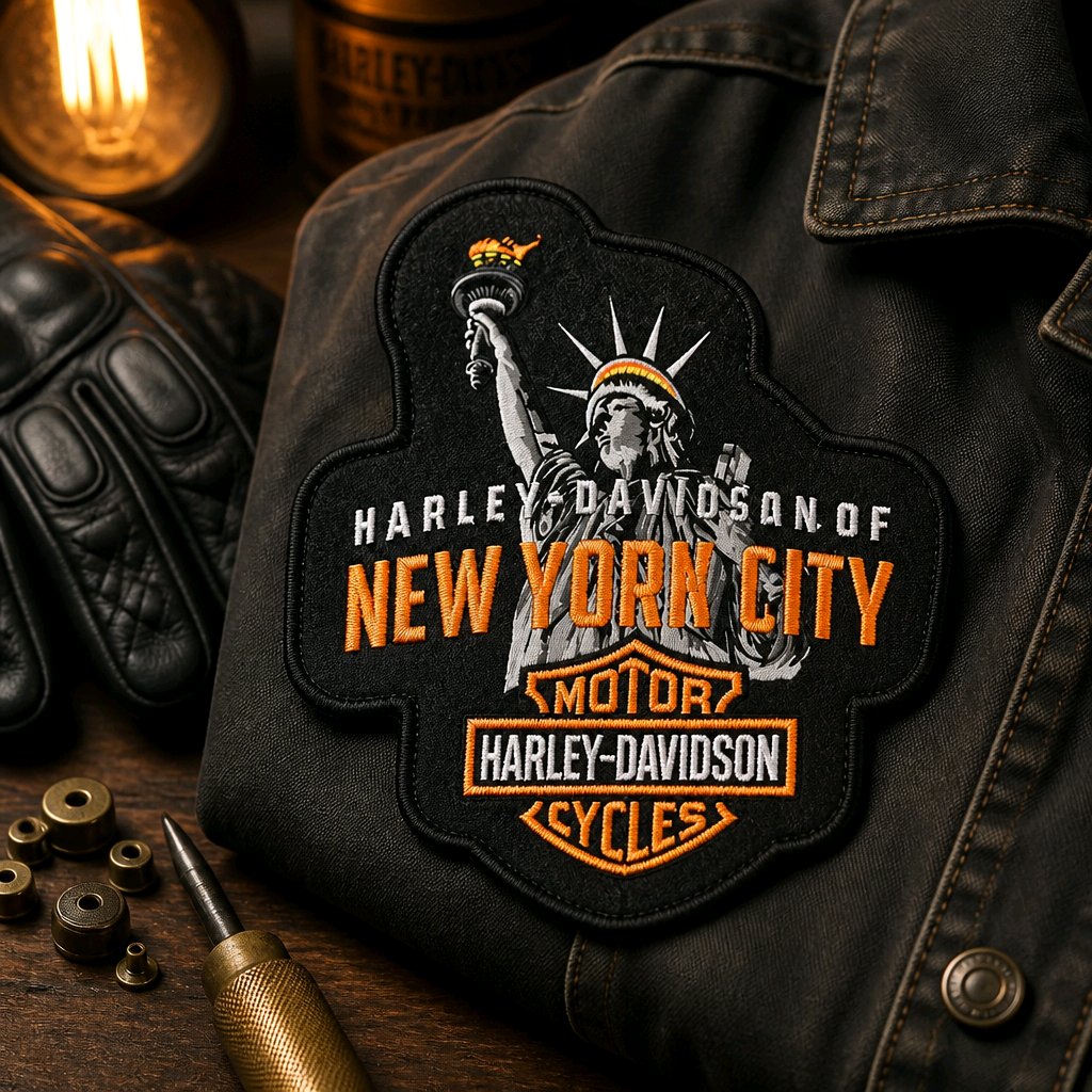 Nyc Harley Davidson Skyline Liberty Patch. Symbol Arts
