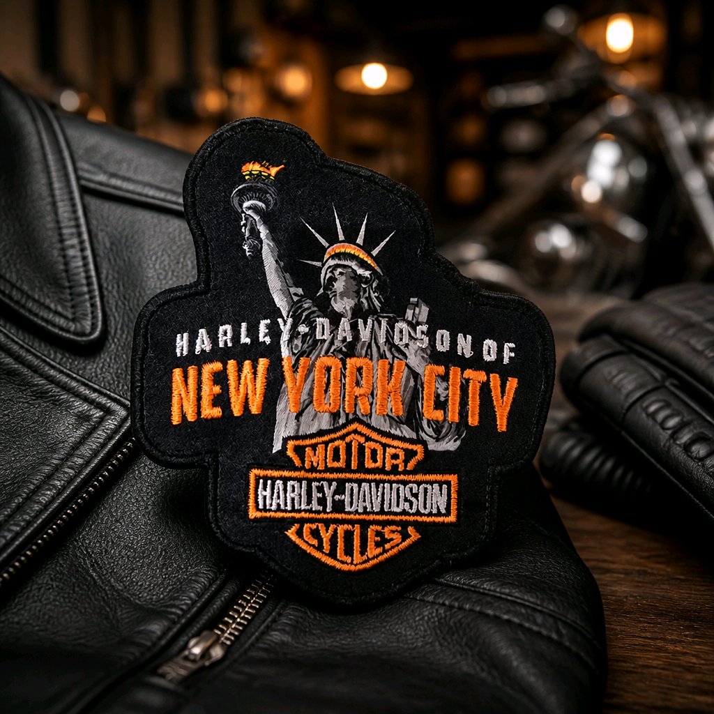 Nyc Harley Davidson Skyline Liberty Patch. Symbol Arts