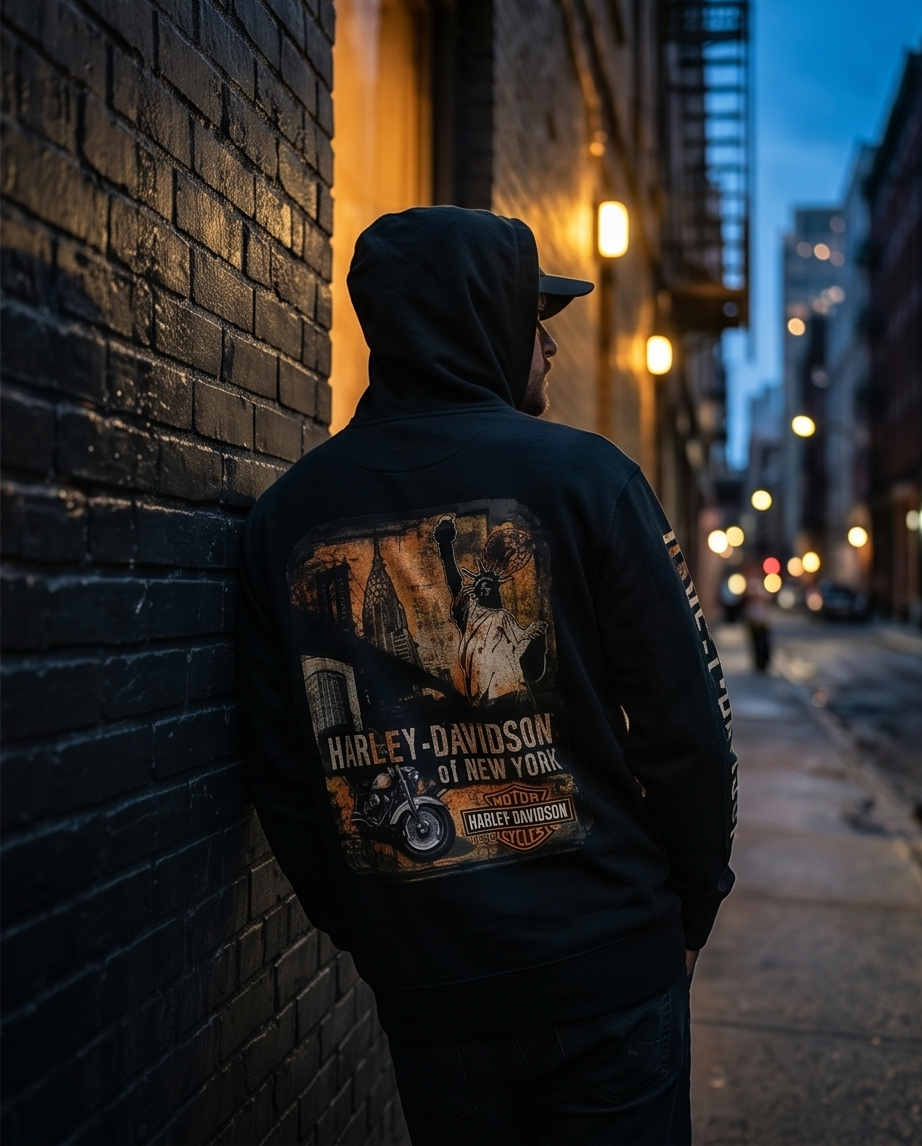 Harley Davidson of NYC Icons Men's Skyline Zip-Up Hoodie RkStratman