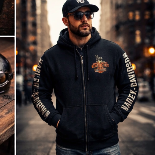 Harley Davidson of NYC Icons Men's Skyline Zip-Up Hoodie RkStratman