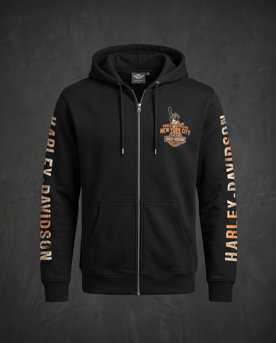 Harley Davidson of NYC Icons Men's Skyline Zip-Up Hoodie RkStratman