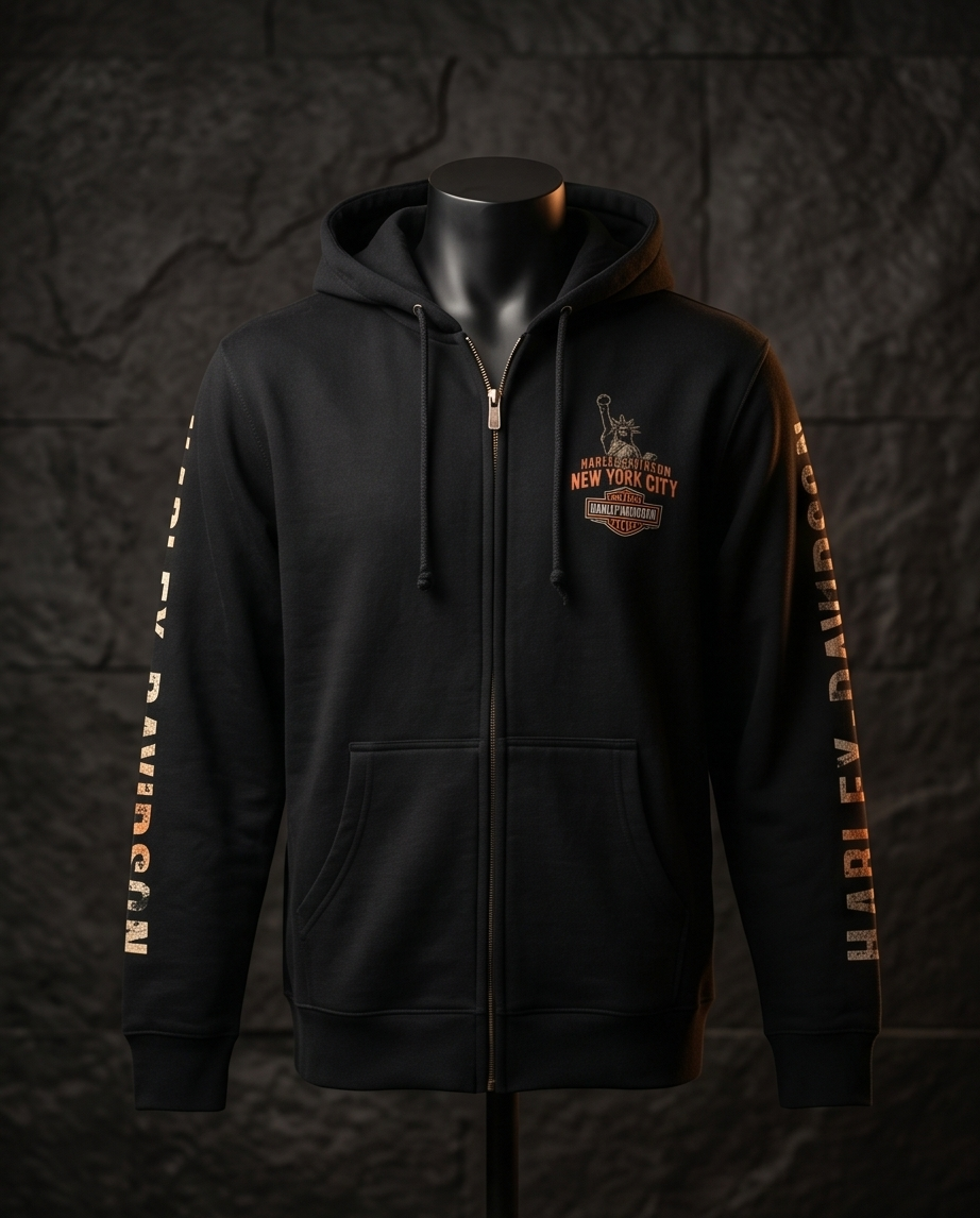Harley Davidson of NYC Icons Men's Skyline Zip-Up Hoodie RkStratman