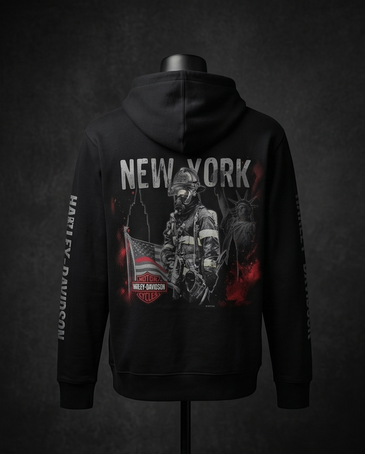 Harley Davidson of NYC Men's Brave Firefighter Skyline Zip Up Hoodie