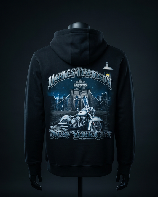 Harley Davidson Of NYC Dealer Men's Brooklyn Bridge Zip-Up Hoodie
