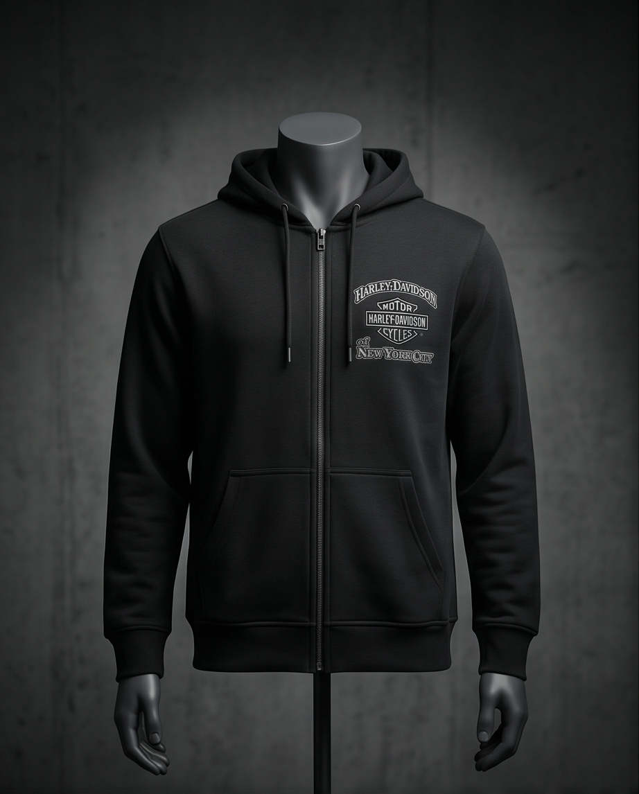 Harley Davidson Of NYC Dealer Men's Brooklyn Bridge Zip-Up Hoodie
