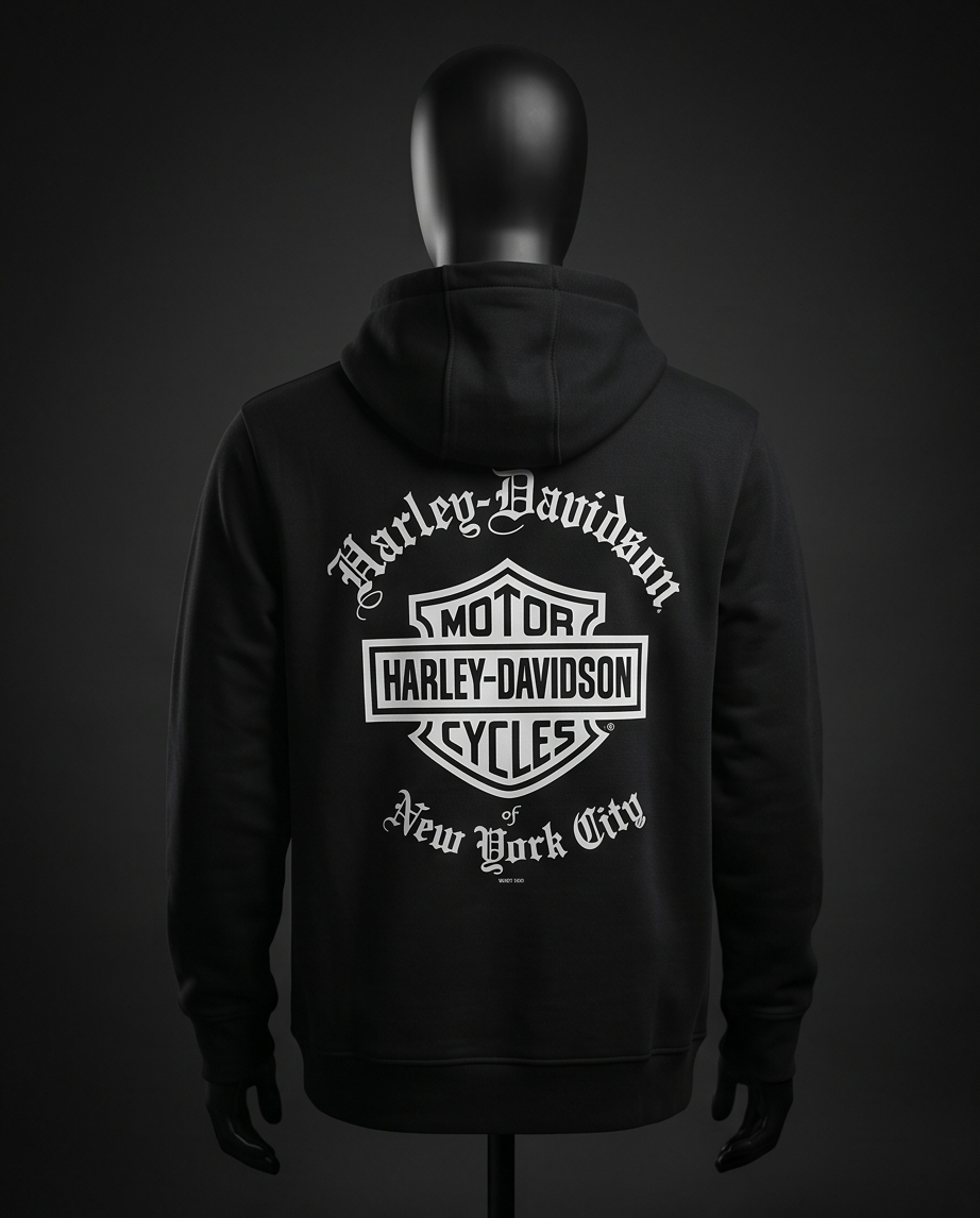 Harley Davidson Of NYC Dealer Men's Old English Zip-Up Hoodie