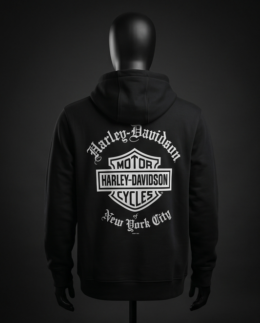 Harley Davidson Of NYC Dealer Men's Old English Zip-Up Hoodie