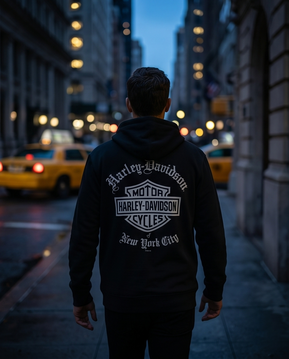 Harley Davidson Of NYC Dealer Men's Old English Zip-Up Hoodie