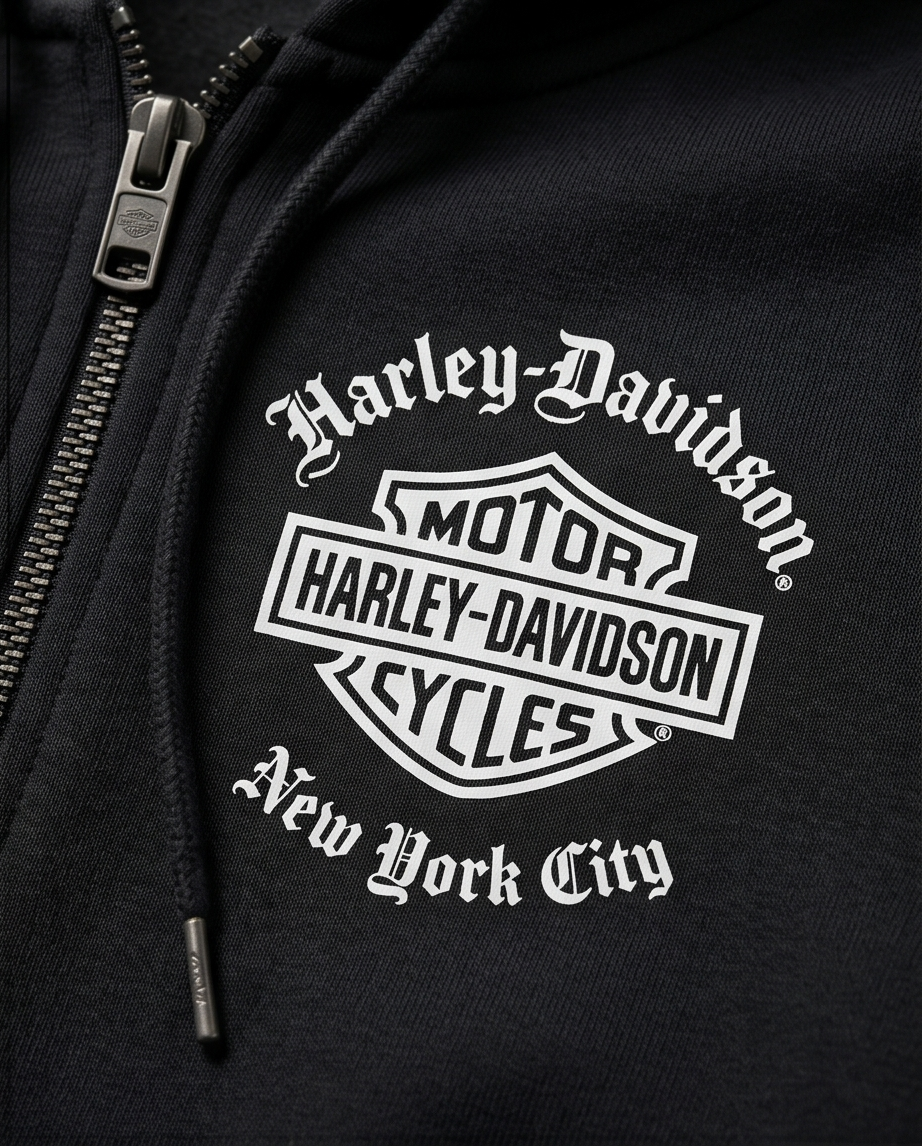 Harley Davidson Of NYC Dealer Men's Old English Zip-Up Hoodie
