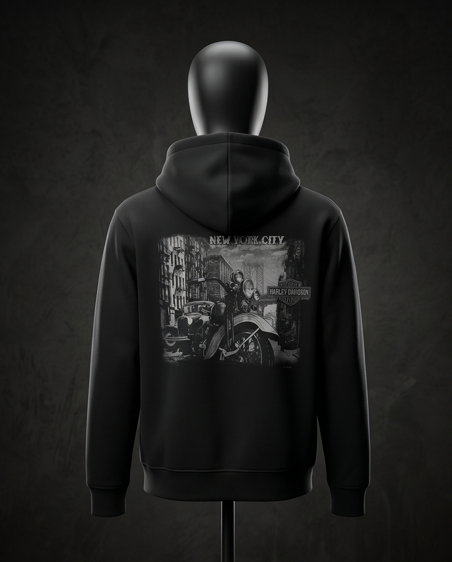 Harley Davidson of Nyc Men's Skyline Post Card Zip Up Hoodie RkStratman