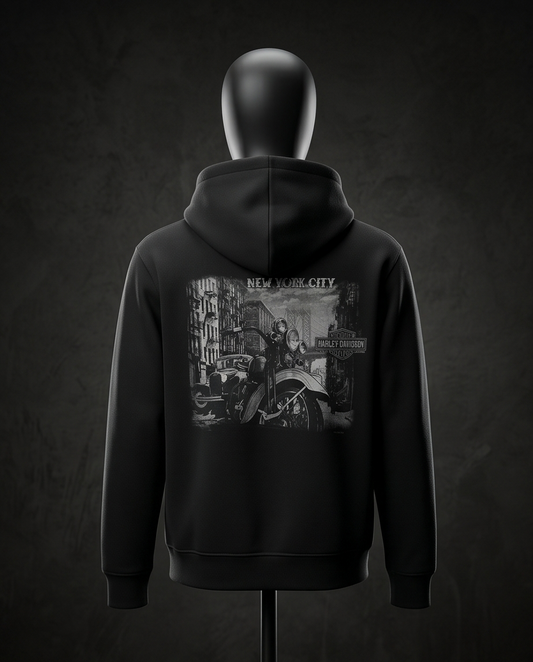 Harley Davidson of Nyc Men's Skyline Post Card Zip Up Hoodie
