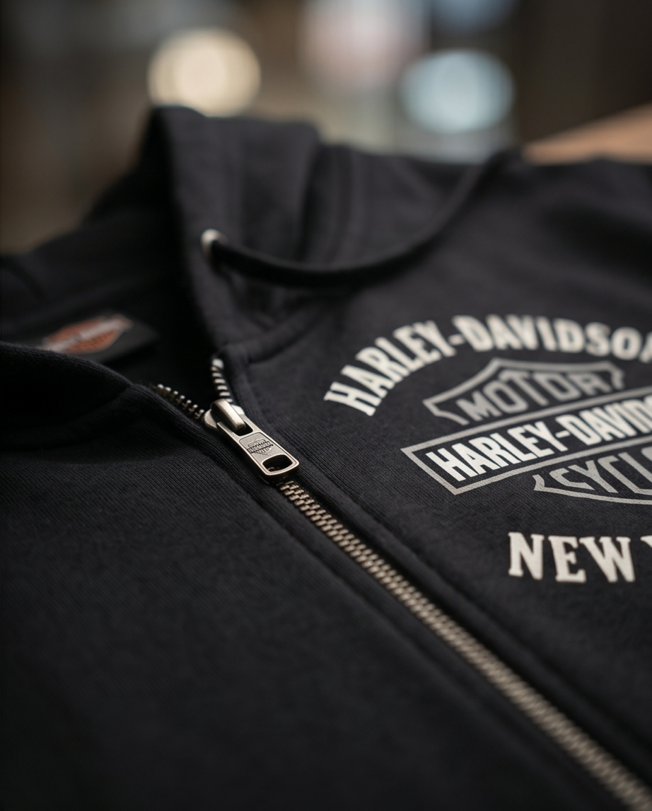 Harley Davidson of Nyc Men's Skyline Post Card Zip Up Hoodie RkStratman