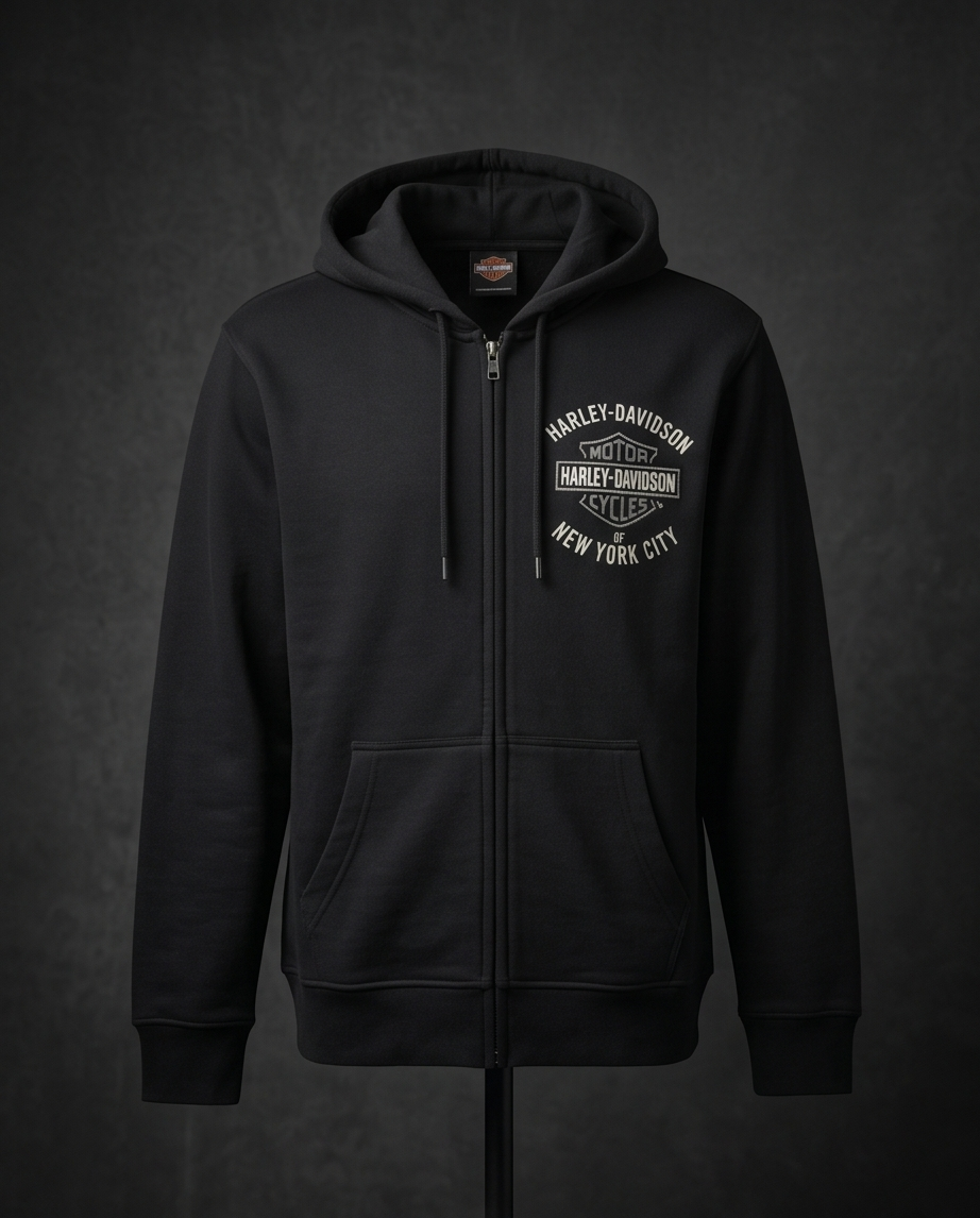 Harley Davidson of Nyc Men's Skyline Post Card Zip Up Hoodie RkStratman