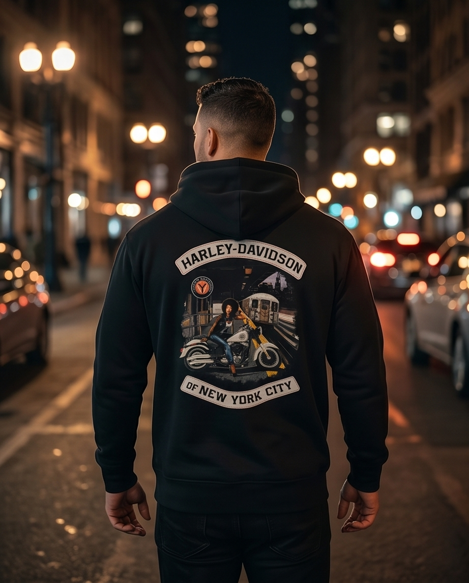Harley Davidson Of NYC Men's Afro Zip Up Hoodie