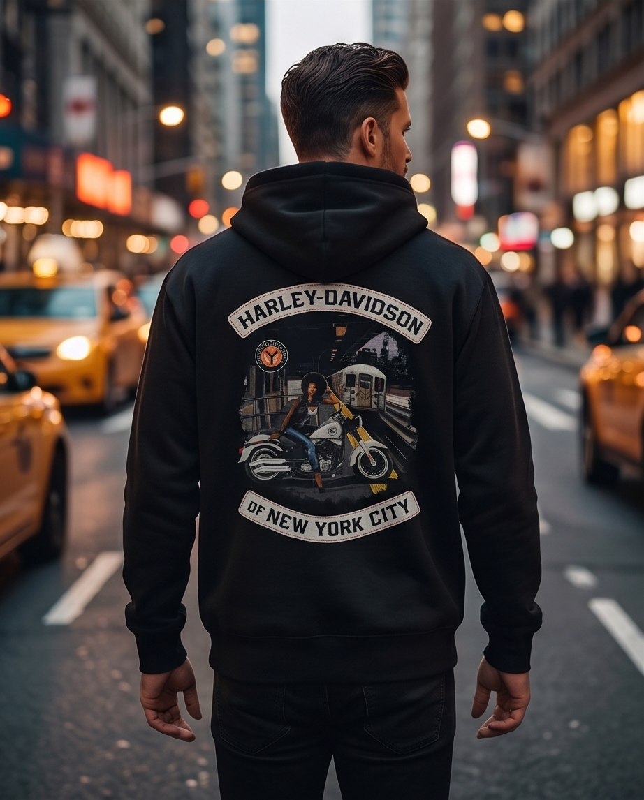 Harley Davidson Of NYC Men's Afro Zip Up Hoodie