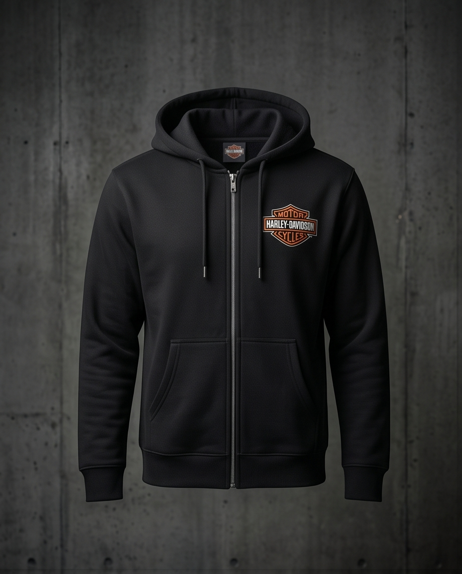 Harley Davidson Of NYC Men's Afro Zip Up Hoodie