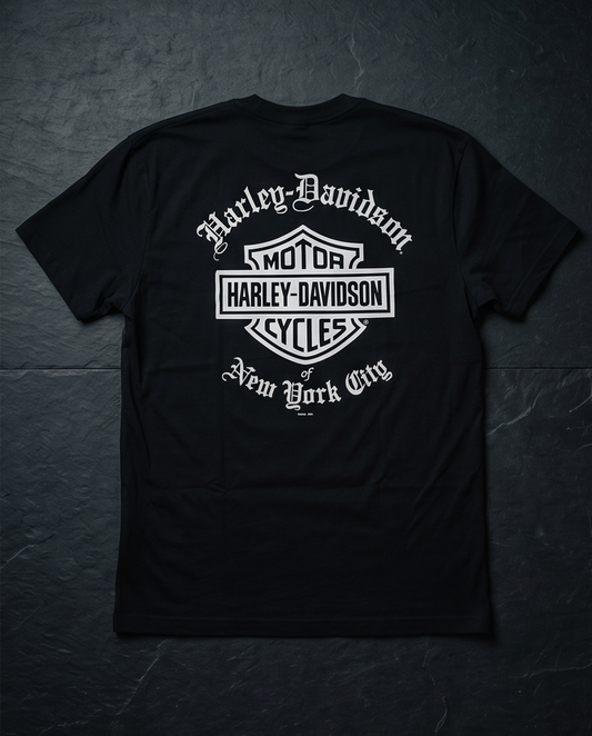 Harley Davidson Of NYC Men's Short Sleeve Dealer Old English T-shirt
