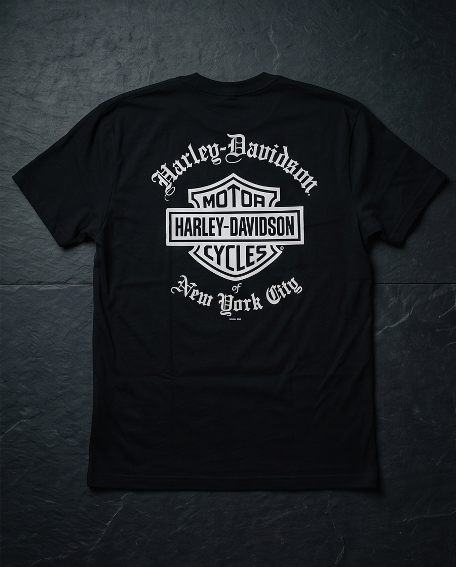 Of Davidson Harley レザー ヴィンテージ 立体ロゴ 【希少】Harley-Davidson d*9様 NYC T-shirt English Old Dealer Sleeve Short Men's ジャケット・アウター