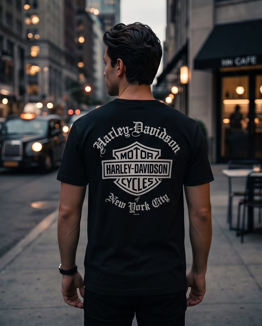Harley Davidson Of NYC Men's Short Sleeve Dealer Old English T-shirt