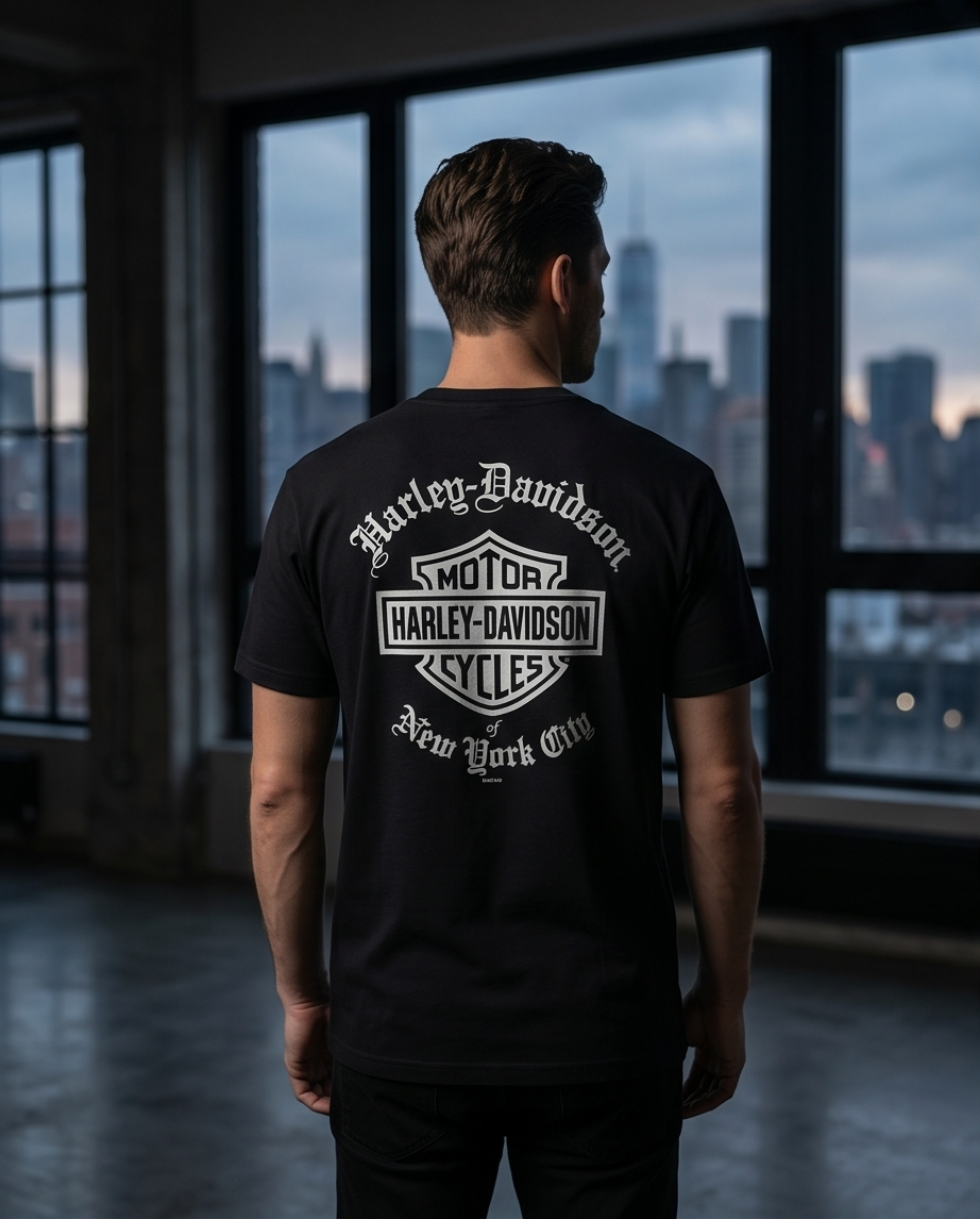 Harley Davidson Of NYC Men's Short Sleeve Dealer Old English T-shirt