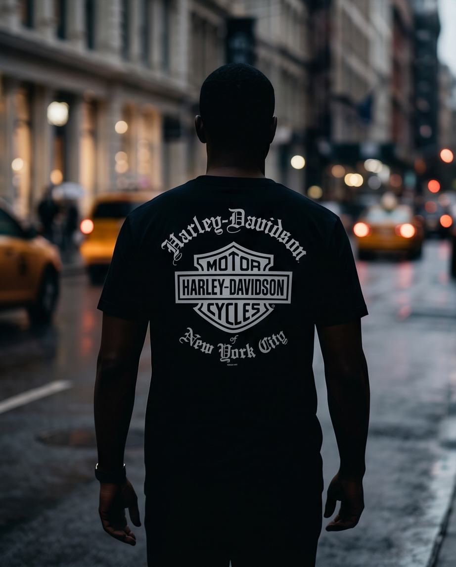 Harley Davidson Of NYC Men's Short Sleeve Dealer Old English T-shirt