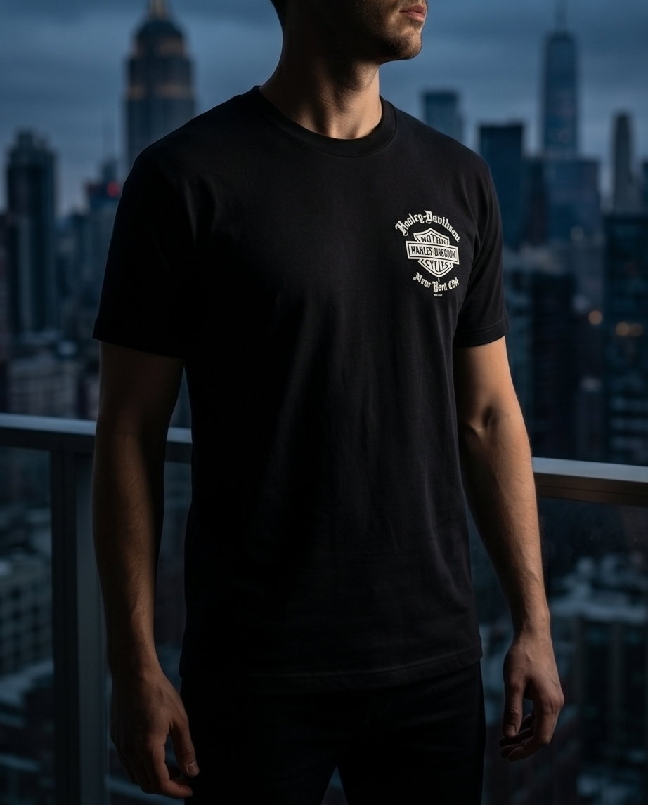 Harley Davidson Of NYC Men's Short Sleeve Dealer Old English T-shirt