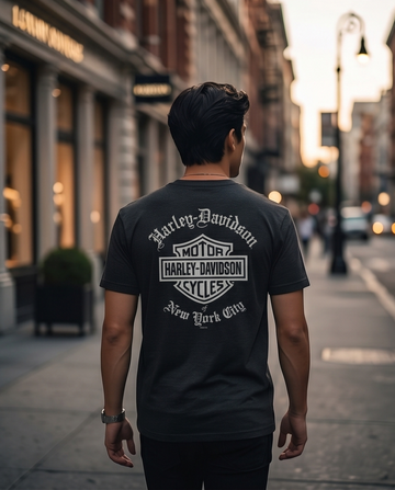Harley-Davidson Tシャツ ブラック Lサイズ Harley Davidson Of NYC Men's Short Sleeve Dealer Old English T-shirt