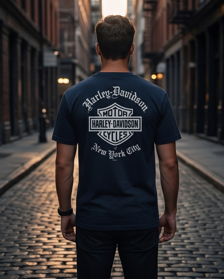 Harley Davidson Of NYC Men's Short Sleeve Dealer Old English T-shirt