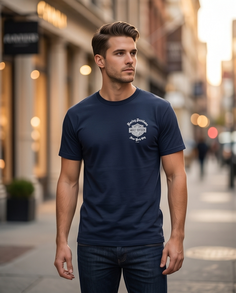 Harley Davidson Of NYC Men's Short Sleeve Dealer Old English T-shirt