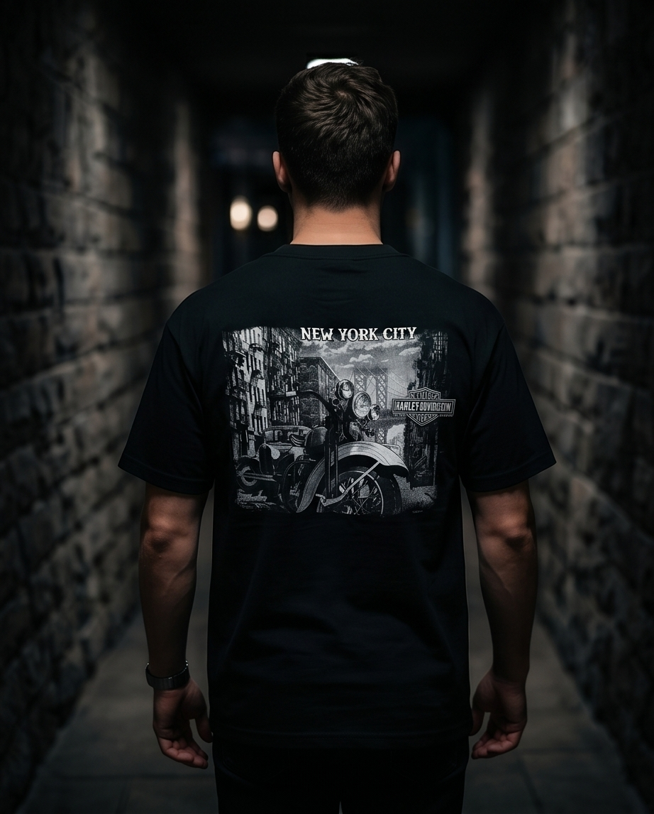 Harley Davidson Of NYC Men's Short Sleeve Dealer Post Card T-shirt RkStratman