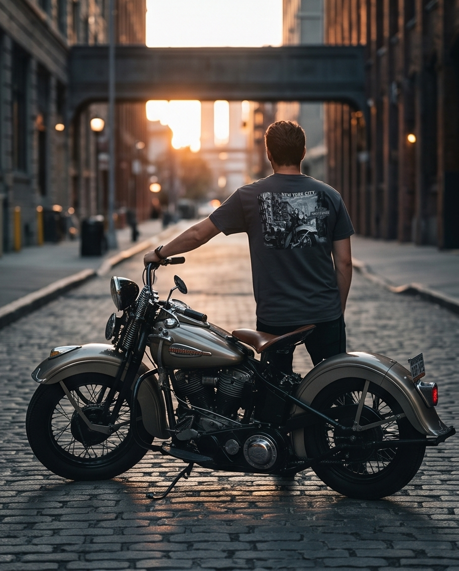 Harley Davidson Of NYC Men's Short Sleeve Dealer Post Card T-shirt RkStratman