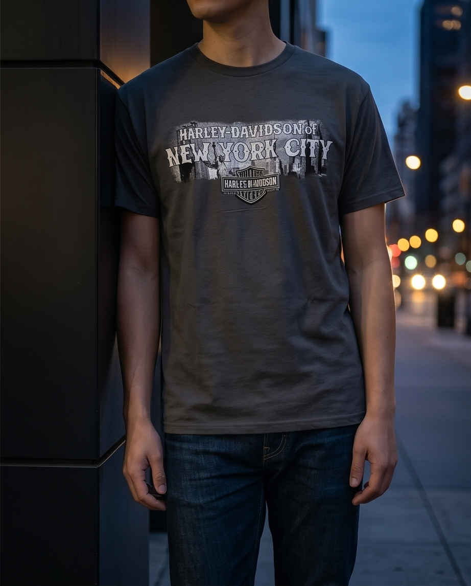 Harley Davidson Of NYC Men's Short Sleeve Dealer Post Card T-shirt RkStratman