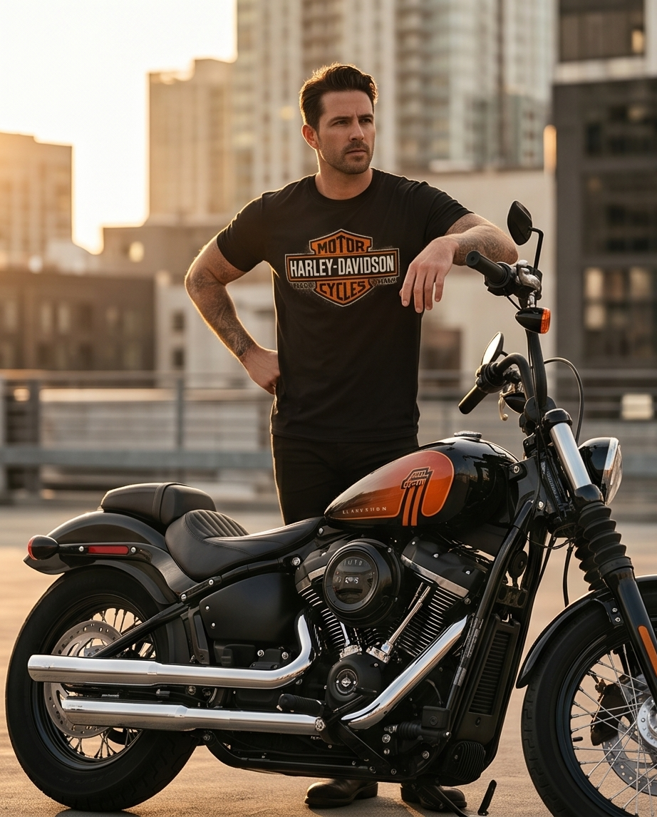 Harley Davidson Of NYC Men's Short Sleeve Dealer Sepiacollag T-shirt Bravado
