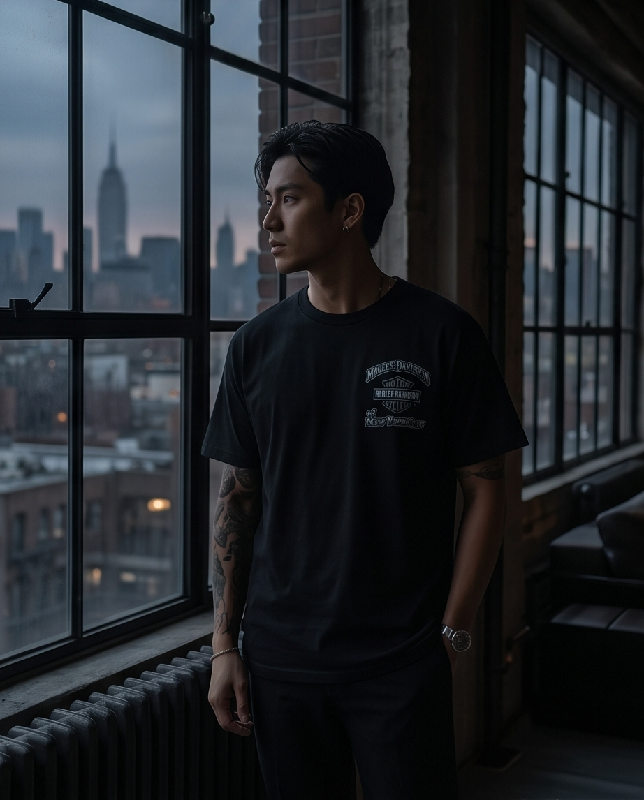 Harley Davidson Of NYC Men's Short Sleeve Dealer Brooklyn Bridge T-shirt RkStratman