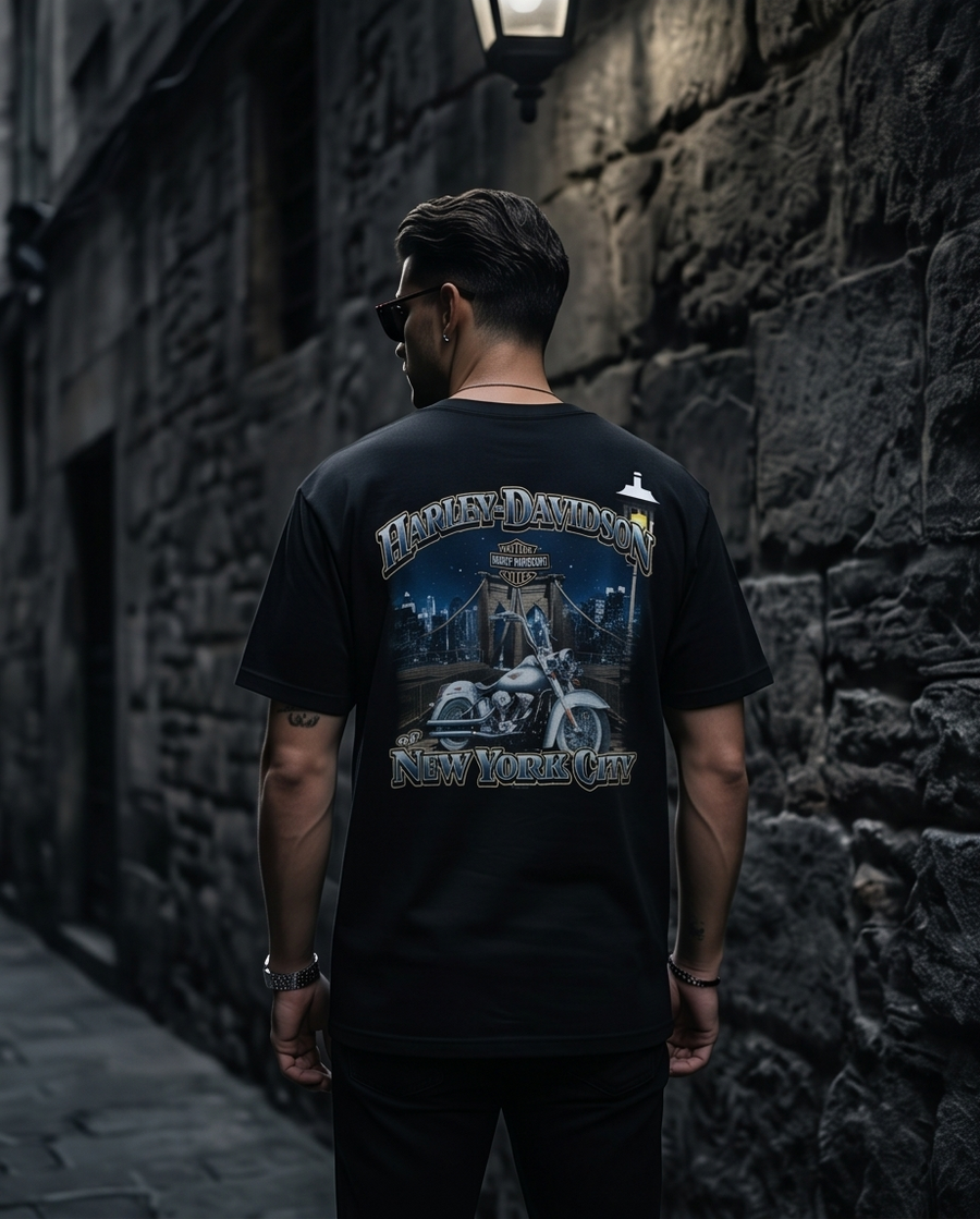 Harley Davidson Of NYC Men's Short Sleeve Dealer Brooklyn Bridge T-shi